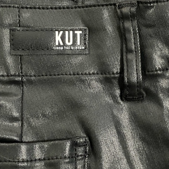 Kut from the Kloth Black Coated Reese Ankle Straight Pants Size 14 Nightclub NWT - Picture 11 of 15